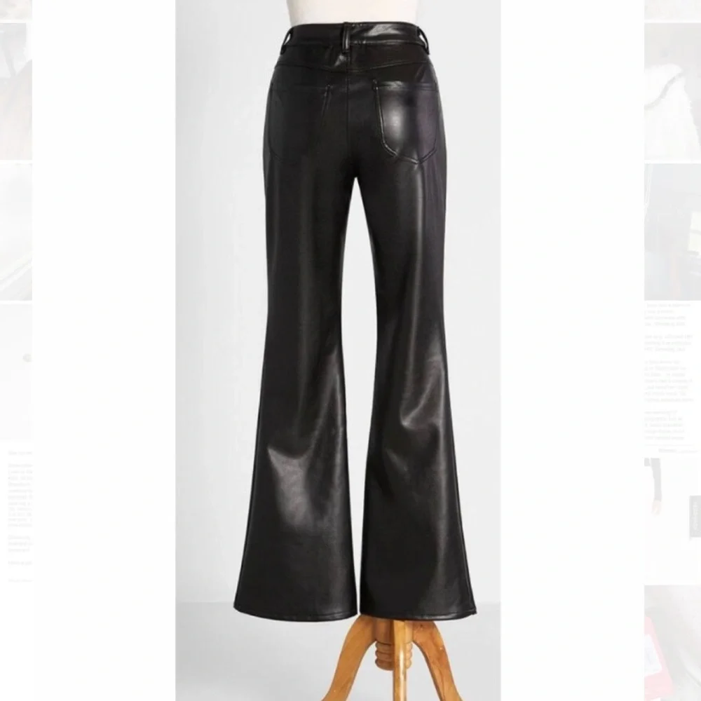MODCLOTH BLACK FLARE PLEATHER PANTS - Picture 2 of 3